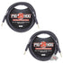 Pig Hog Tour Grade 10ft Instrument Cable 1/4 Inch to 1/4 Inch Straight Connectors Black - PH10 - 2 Units