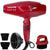 BaByliss Pro Rapido Nano Titanium Hair Dryer Red #BRRAP1 with Snap-On Diffuser and Fade Soft Knuckle Neck Brush