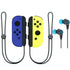 Nintendo Switch Joy-Con Controllers (Blue / Neon Yellow) with JLab Play Gaming Wireless Bluetooth Earbuds