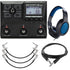 Zoom G2 Four Multi-Effect Guitar Pedal with Samson SR350 Stereo Headphones and Right Angle to Right Angle 1/4"  Instrument Patch Cables (3 Pc.) + 1/4" TRS - 1/4" TRS Cable