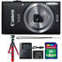 Canon IXUS 185 / ELPH 180 20MP Digital Camera Black with 8GB Memory Card