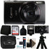 Canon Powershot IXY 650/ELPH 360 20.2MP Point and Shoot Digital Camera (Black) with 64GB Accessory Bundle