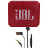 JBL GO 2 Portable Wireless Waterproof Speaker (Red) with JBL T110 in Ear Headphones Black