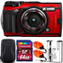 OLYMPUS Tough TG-6 12MP Waterproof W-Fi Digital Camera Red with 64GB Memory Card + Strap & Case