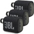 3x JBL Go 3 Portable Waterproof Wireless IP67 Dustproof Outdoor Bluetooth Speaker (Black)