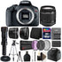 Canon EOS Rebel T7 DSLR Camera + 18-55mm + 650-1300mm Lens + 58mm 3pc Filter Kit + Wide Angle & Telephoto Lens + T-mount + 16GB Memory Card + Gadget Bag + Lens Cap Holder + Slave Flash + Card Reader + Wallet + Cleaning Kit + Large Tripod