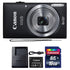 Canon IXUS 185 / ELPH 180 20MP Digital Camera Black with 16GB Accessory Bundle