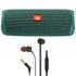 JBL Flip 5 Waterproof Portable Bluetooth Speaker (Green, Eco Edition) with JBL T110 in Ear Headphones