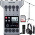 Zoom PodTrak P4 Portable Multitrack Podcast Recorder + Zoom ZDM-1 Podcast Mic Pack Accessory Bundle